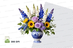 Floral bouquet in blue vase clipart png Product Image 1
