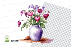Vase with heart-shaped flowers clipart png Product Image 1