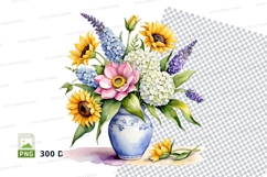 Floral bouquet in vase clipart png Product Image 1