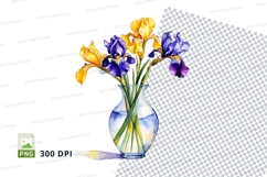 Clipart png of iris flowers in vase Product Image 1