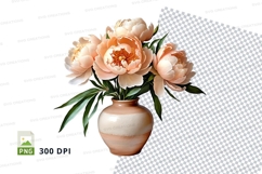 Peach blossom floral arrangement in vase clipart png Product Image 1