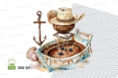 Nautical themed boat and hat clipart Product Image 1