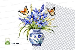 Floral bouquet with butterflies clipart png Product Image 1