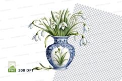 Vase with snowdrops clipart png Product Image 1