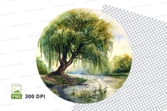 Weeping willow tree landscape clipart png Product Image 1
