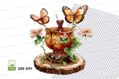 Butterfly and flower pot clipart png Product Image 1