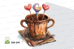 Chocolate mug with heart spoons mockup Product Image 1