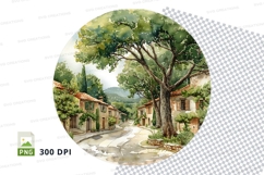 Rustic village scene clipart png Product Image 1