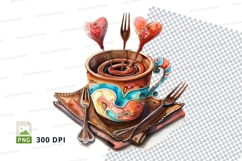 Decorative coffee cup with heart-shaped utensils mockup Product Image 1