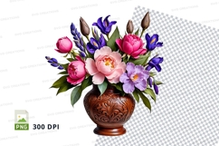 Floral bouquet in vase clipart png Product Image 1