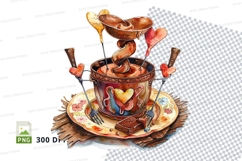 Chocolate fountain with hearts and candies mockup Product Image 1