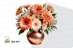 Floral bouquet in copper vase clipart png Product Image 1