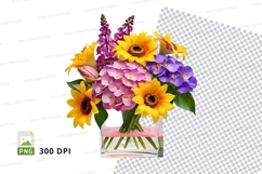 Floral bouquet in vase clipart png Product Image 1