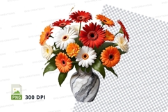 Flower bouquet in marble vase clipart png Product Image 1