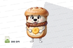Cartoon dog in hot dog costume clipart png Product Image 1