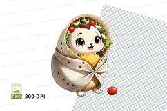 Cartoon cat wrapped in burrito clipart png Product Image 1