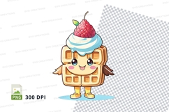 Cartoon waffle character with ice cream and cherry clipart p Product Image 1