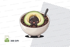 Cartoon avocado in bowl clipart png Product Image 1