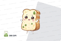 Cute cartoon toast character clipart png Product Image 1