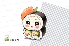 Cute sushi character clipart png Product Image 1
