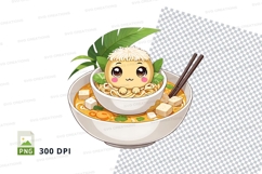 Cartoon character in ramen bowl clipart Product Image 1