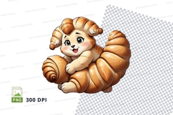 Cartoon croissant character clipart png Product Image 1