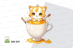 Coffee cup with cute kitten clipart png Product Image 1