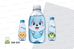 Water bottle mockup with cartoon characters Product Image 1