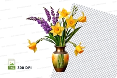Vase with yellow and purple flowers mockup Product Image 1