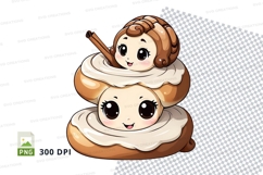 Cute cartoon character donut stack clipart png Product Image 1