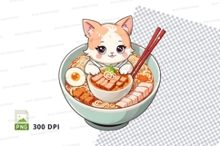 Cute kitten in ramen bowl clipart png Product Image 1