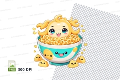 Cute cartoon character in bowl of cereal clipart png Product Image 1