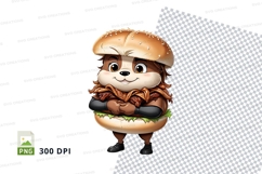 Cartoon hedgehog burger clipart Product Image 1