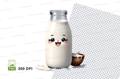 Cute cartoon milk bottle clipart png Product Image 1
