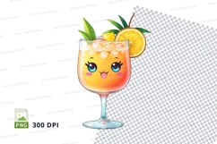 Cocktail glass mockup with orange slice and leaf Product Image 1