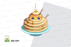 Stack of pancakes with whipped cream and syrup clipart png Product Image 1