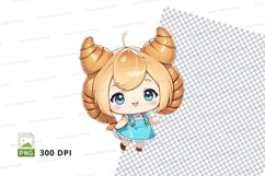 Cartoon girl with pigtails clipart png Product Image 1