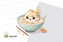 Cartoon bird eating noodles clipart png Product Image 1