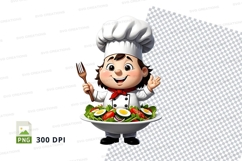 Chef cartoon character holding salad mockup Product Image 1