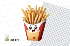 Cartoon fries in a smiling basket mockup Product Image 1