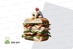 Cartoon chicken head sandwich mockup Product Image 1