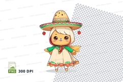 Cartoon girl in mexican traditional dress mockup Product Image 1