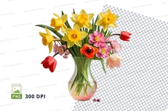 Flower bouquet in vase clipart png Product Image 1