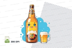 Cartoon beer bottle and mug clipart png Product Image 1