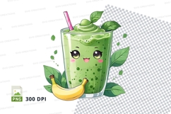 Green smoothie with banana clipart png Product Image 1