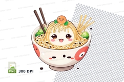 Cute cartoon ramen bowl clipart png Product Image 1