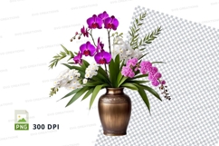 Flower bouquet in marble vase clipart png Product Image 1
