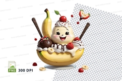 Cartoon banana ice cream sundae clipart png Product Image 1
