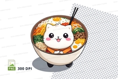 Cartoon cat in ramen bowl clipart png Product Image 1