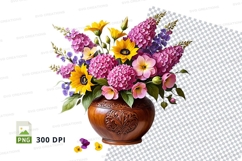 Floral bouquet in vase clipart png Product Image 1